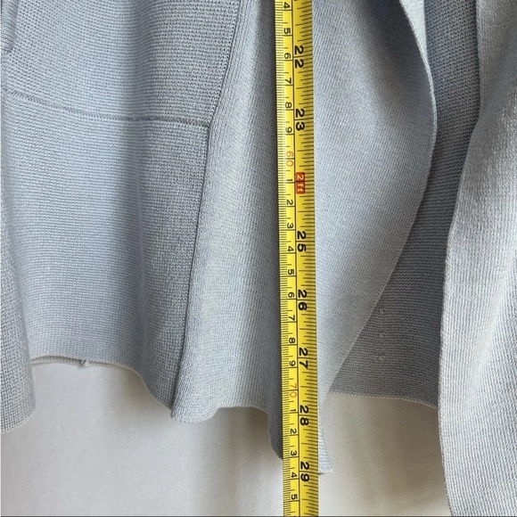 EILEEN FISHER Cardigan Sz M Silk Blue Open Front Shawl Casual Office READ - Picture 10 of 13